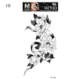 Sexy Black Flower Temporary Tattoos For Women Thigh Men Arm Sleeve Rose Flower Realistic Fake 3D Tatoos Forearm Tattoo Stickers