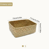 Handmade Woven Storage Box Straw Organizers Basket Rectangle Gadgets Toys Sundries Basket Container Home Bathroom Kitchen Case