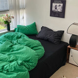 Ins Style Bedding Set Fashion Solid Color Washable Duvet Cover Pillowcases Sheet for Student Dormitory Soft Home Textile