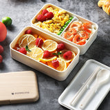 Microwave Double Layer Lunch Box Wooden Style Bento Box Portable Container Box BPA Free Bento Lunch Box Lunchbox Bento Food Box