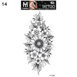 Sexy Black Flower Temporary Tattoos For Women Thigh Men Fake Moon Rose Compass Fake Tatoos Forearm Arm Sleeve Tattoo Stickers