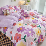 Ins Princess Pink Heart Duvet Cover Home Textile Pillow Case Bed Sheet Kids Girls Bedding Covers Set King Queen Twin Cute Kawaii