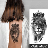 Waterproof Temporary Tattoo Sticker Lion Family Flash Tatto Tiger Wolf Moon Crown Flower Body Art Arm Fake Tatoo Men Women