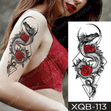 Waterproof Temporary Tattoo Sticker Black Dragon Snake Totem Peony Rose Flower Flash Tatto Women Men Arm Body Art Fake Tattoos