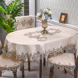 Oval Table Cloth Satin Embroidered Fold Tea Table Europe Dining Table Cover Tablecloth Table Lace Art Dust Cover Chair Cover