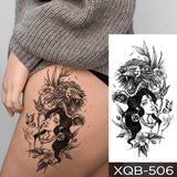 Waterproof Temporary Tattoo Sticker Black Dragon Snake Totem Peony Rose Flower Flash Tatto Women Men Arm Body Art Fake Tattoos