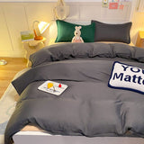 Solid Color Duvet Cover Set with Flat Sheet Pillowcases Single Double Queen Size Bed Linen Blue Boys Girls Home Bedding Textile