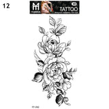 Sexy Black Flower Temporary Tattoos For Women Thigh Men Fake Moon Rose Compass Fake Tatoos Forearm Arm Sleeve Tattoo Stickers