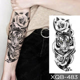 Waterproof Temporary Tattoo Sticker Black Dragon Snake Totem Peony Rose Flower Flash Tatto Women Men Arm Body Art Fake Tattoos