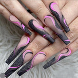 24pcs/set Press On False Nails Cute Nail Art Wearable Fake Nails Heart Tips With Glue and Sticker With Wearing Tools As Gift