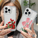 For iPhone 11 Case iPhone 14 Pro Max Case For 13 iPhone 13 Pro Max 12 Pro XS Max XR 14 Plus 7 8 SE Clear Flower Shockproof Cover