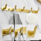 Aluminum Robe Hook Brushed Gold White Black Creative 3 4 5 6 Row Wall Hook for Bathroom Kitchen Home Decor Coat Towel Key Holder