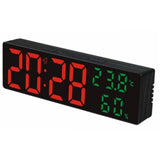 Digital Alarm Clock Temperature Humidity Calendar Snooze Electronic Table Clock Night Mode 12/24H USB Wall Mounted LED Clock