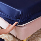 Washable satin rayon fitted sheet elastic mattress cover summer bedspread single double bed linens 2 people bedsheet 150