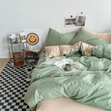 Solid Color Duvet Cover Set Single Double King Size Quilt Cover Set  Bed Hotel Home Skin Friendly Fabric Bedding Sets