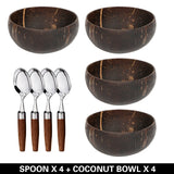 Natural Coconut Bowl Wooden Handmade Coconut Bowls for Eating Tableware with Spoon Dessert Fruit Salad Mixing Rice 12-15cm