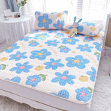 Flowers Latex Summer Mat Kit Cooling Feel Bed Pad and Pillowcase Cold Sleeping Bed Mat for Summer Breathable Folding Cool Mat