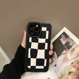 Luxury checkerboard stripe shockproof phone case for iphone 14 13 mini 12 pro max xs back cover for iphone 11 xr x 7 8 plus se2