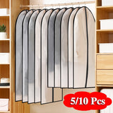5/10Pcs Dustproof Cloth Cover Bags Clothes Hanging Garment Dress Suit Coat Dust Cover Home Storage Bag Pouch Case Organizer
