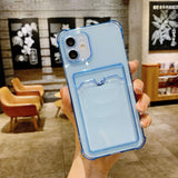 Simple Colored Transparent Tape Card Bag Phone Case For iphone 14 13 12 11 Pro Max X XR XSMAX  TPU Fall Pevention Case Cover