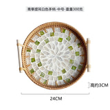 Handwoven Rattan Tray Bread Woven Storage Baskets Fruit Cake Snacks Round Picnic Basket Dinner Serving Trays Kitchen Supplies