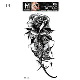 Sexy Black Flower Temporary Tattoos For Women Thigh Men Fake Moon Rose Compass Fake Tatoos Forearm Arm Sleeve Tattoo Stickers