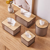 Nordic Minimalist Wooden Tissue Box Cover Holder Organizer Modern Desktop Transparent Rectangular Bamboo Facial Tissue Dispenser