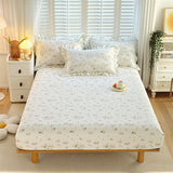 1 pc 100%Cotton Fitted Sheet Floral Flower Printed Bed Cover with Elastaic Queen/King Size Bed Fitted Sheet 180x200cm