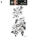 Sexy Black Flower Temporary Tattoos For Women Thigh Men Fake Moon Rose Compass Fake Tatoos Forearm Arm Sleeve Tattoo Stickers