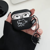 Cartoon Cat Lovers Matte Protective Case For AirPods 1/2/3 Soft TPU Cute Cover for AirPods Pro 2 Bluetooth Earphone Case Keyring