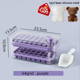 One-button Press Type Ice Mold Box Plastics Ice Cube Maker Ice Tray Mold With Storage Box With Lid Bar Kitchen Accessories