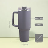 40oz Cute Stainless Steel Thermos Mug Cup with Straw Lid Handle Thermal Flask for Coffee Milk Keep Warm Cool Water Bottle