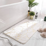 Bath Mats for Bathroom Luxury White and Gold Non Slip and Soft Bathroom Rug Absorbent Bath Rug Decor for Kitchen Indoor