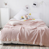 100% Cotton Soft Bed Plaid Home Japenese Knitted Blanket Corn Grain Waffle Embossed Summer Ruffles Warm Plaid Throw Bedspread