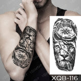 Waterproof Temporary Tattoo Sticker Lion Family Flash Tatto Tiger Wolf Moon Crown Flower Body Art Arm Fake Tatoo Men Women