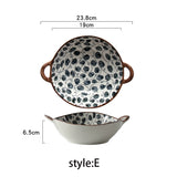 780ml Japanese Soup Bowl With Handle Ceramic Salad Bowl Kitchen Tableware Pasta Dish Bowl Microwave Oven Bakware Pan