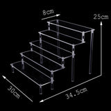 1-5 Tier Acrylic Wooden Display Stand Ransparent Ladder Shelf Hand-made Figure Toy Animation Car Model Perfume Storage Rack