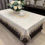 Rectangle Tablecloth Luxury Embroidery Lace Table Cover Flower Elegant Hollow Out Table Cloth Towels Dining table decoration