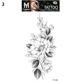 Sexy Black Flower Temporary Tattoos For Women Thigh Men Fake Moon Rose Compass Fake Tatoos Forearm Arm Sleeve Tattoo Stickers