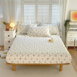 1 pc 100%Cotton Fitted Sheet Floral Flower Printed Bed Cover with Elastaic Queen/King Size Bed Fitted Sheet 180x200cm