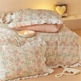 Korean Princess Style Lotus Leaf Lace Pillowcase 100% Cotton Plant Floral Cushion Cover Bed Head Pillow Cover Home Deco