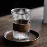 320ml Coffee Mug Glass Tea Cup Cocktail Beer Whiskey Glass Walnut Stripe Cups Mugs Japanese Style Espresso Tableware Drinkware