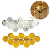 12pcs 3D Mirror Wall Stickers Hexagon Shape Acrylic Removable Wall Sticker Decal DIY Home Decoration Art Mirror Ornaments