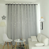 Double Layer Stars Blackout Curtains Pink Tull For Kids Room Sheer Curtains for Living Room Girl's Bedroom Window Treatments