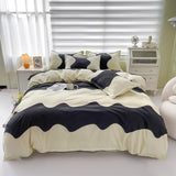 Soft Bedding Set Nordic  Washed Cotton Linen Duvet Cover  Plant Pattern Home Textile Queen King Cover Pillowcase Bed
