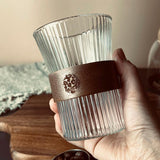 320ml Coffee Mug Glass Tea Cup Cocktail Beer Whiskey Glass Walnut Stripe Cups Mugs Japanese Style Espresso Tableware Drinkware