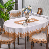 Oval Table Cloth Satin Embroidered Fold Tea Table Europe Dining Table Cover Tablecloth Table Lace Art Dust Cover Chair Cover