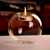 European Exquisite Round Hollow Glass Candle Holder Christmas Wedding Banquet Bar Party Wax Holder Home Decoration Ornaments