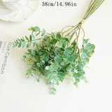 35CM 3 Fork Artificial Desktop Fake Plants Green Plastic Palm Tree Bunch Flower Material Office Living Room Christmas Home Decor