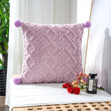 Nordic Decorative Home Pillow Case With Pompom Ball Fluffy Soft Throw Pillow Cover For Sofa Bedroom White 45x45